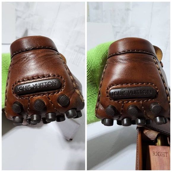 Authentic LOUIS VUITTON Smooth Calfskin Hockenheim Moccasin Loafers 11 Brown - Picture 15 of 16